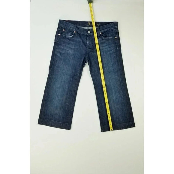 7 For All Mankind Size 29 Dojo Capri Womens Blue Denim Jeans Red Logo Pocket Tag - Picture 11 of 12